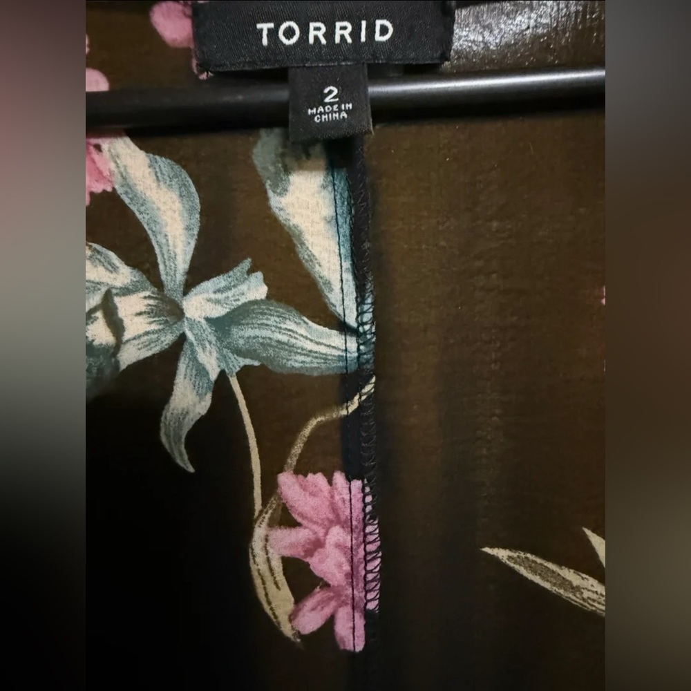 SOLD: Mercari. Torrid Whimsigoth Black Floral Ruffle Hem Duster - Picture 4 of 4